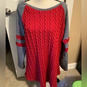 Red and grey sweater